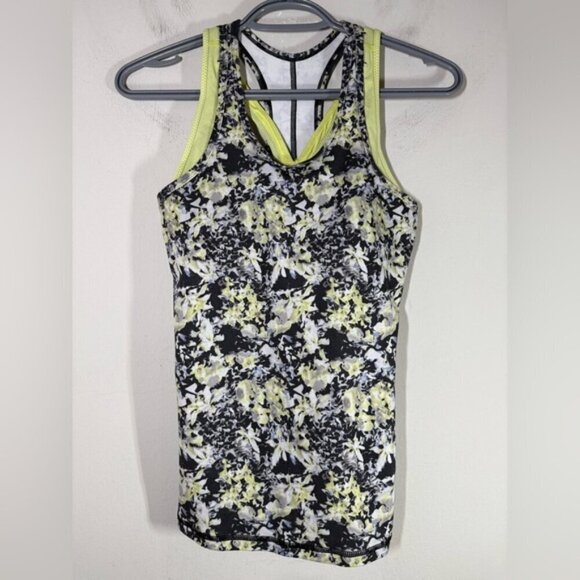 Lululemon Inspiration Tank II Crosscourt Petal Black Clarity Yellow size 4 - Picture 5 of 10